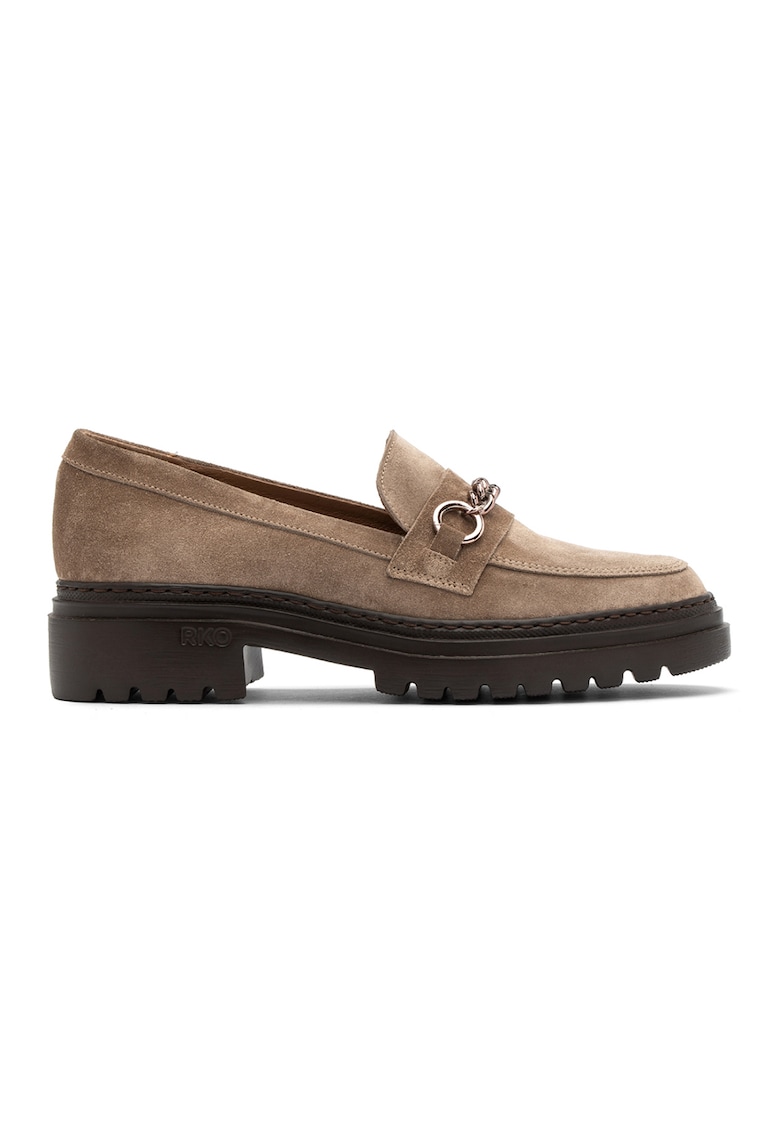 Pantofi loafer de piele cu aplicatie metalica