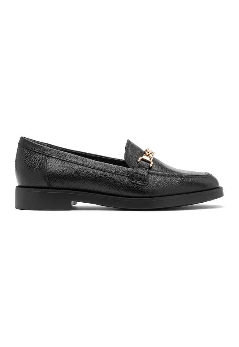 Pantofi loafer uni de piele - Negru