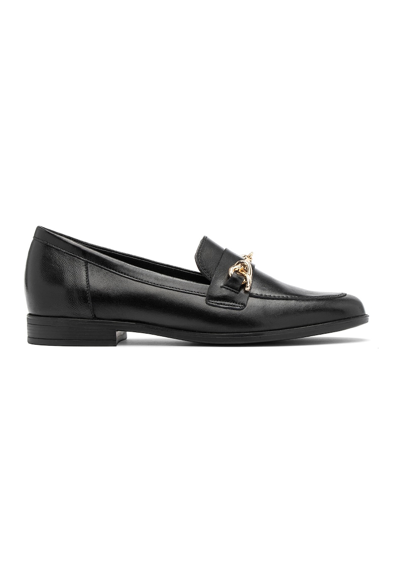 Pantofi loafer de piele cu aplicatie metalica