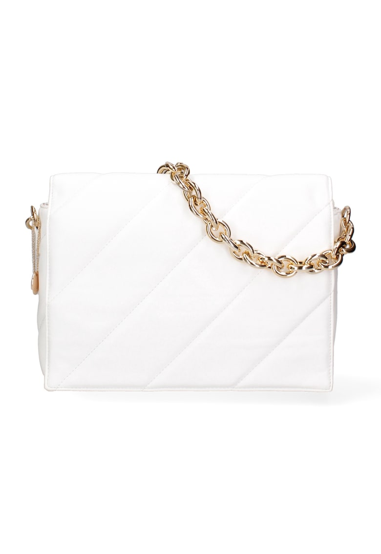 Geanta crossbody de piele ecologica cu bareta lant - Alb