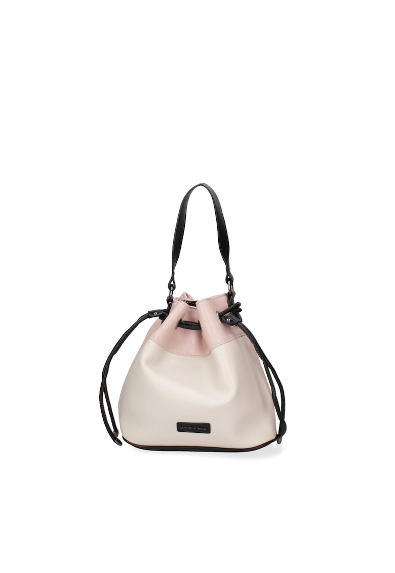 Geanta bucket de piele ecologica - Bej/Roz