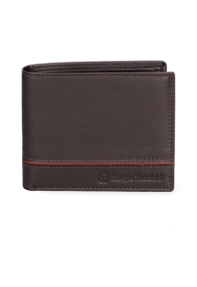 Portofel de piele cu logo discret 166987 - Maro taupe