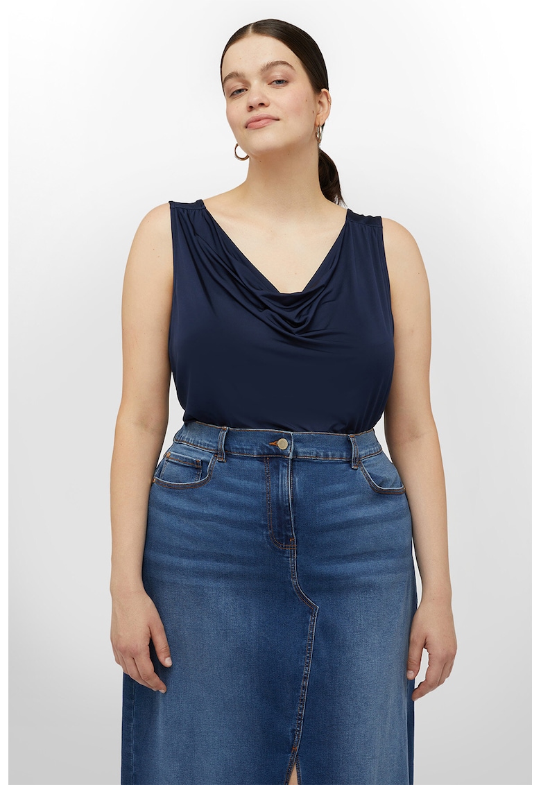 Top cu decolteu in V - Bleumarin