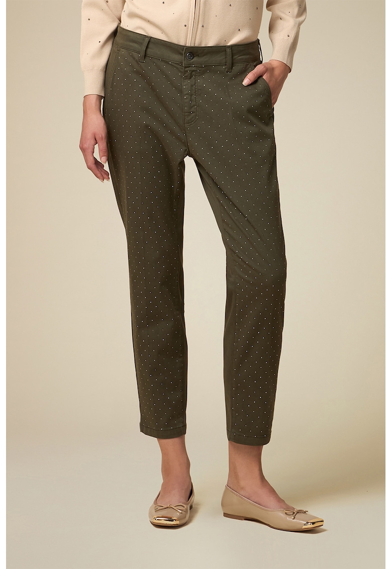 Pantaloni crop din amestec de lyocell