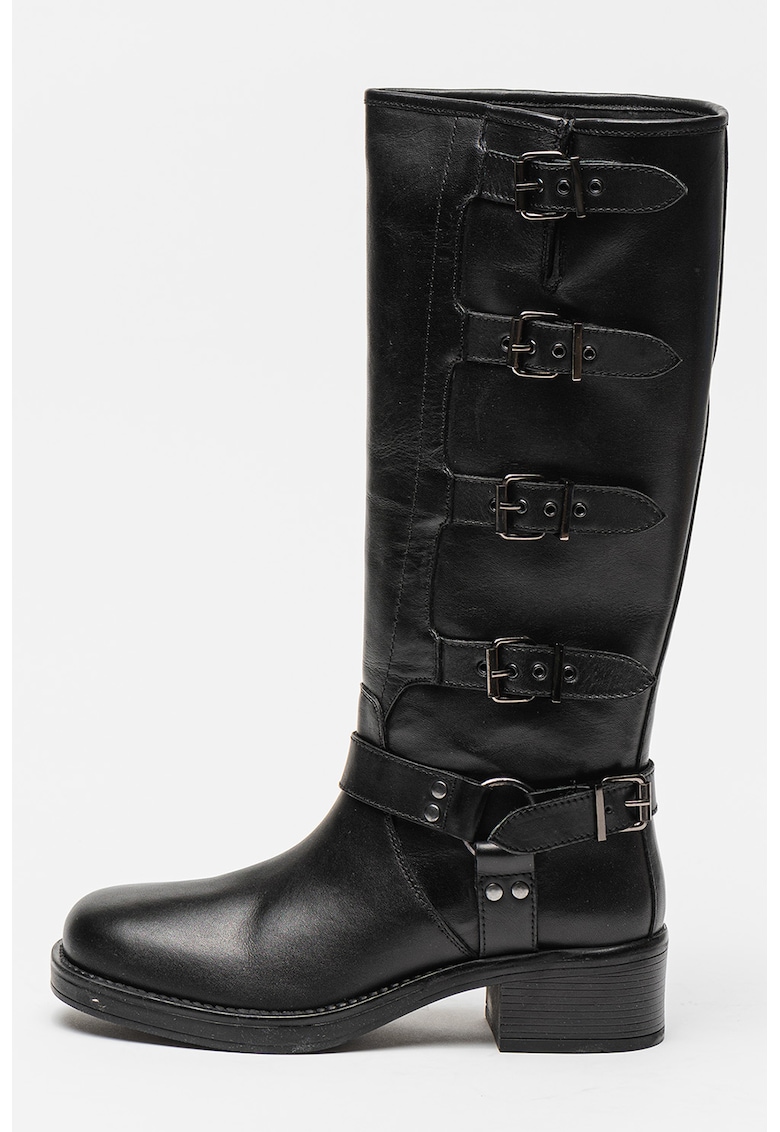 Cizme de piele cu curele Lulea - Negru