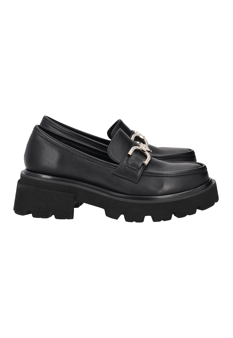 Pantofi loafer de piele ecologica cu strasuri