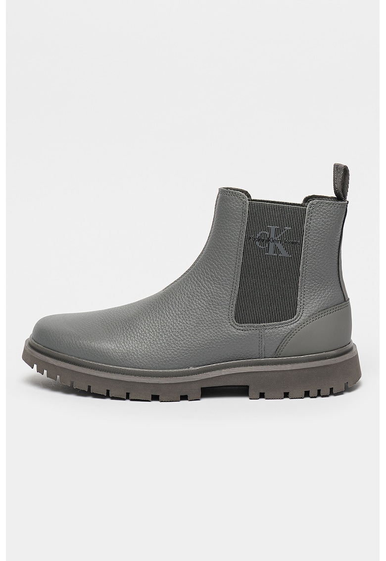 Ghete Chelsea de piele cu segmente de piele Ghete Chelsea de piele cu segmente de piele