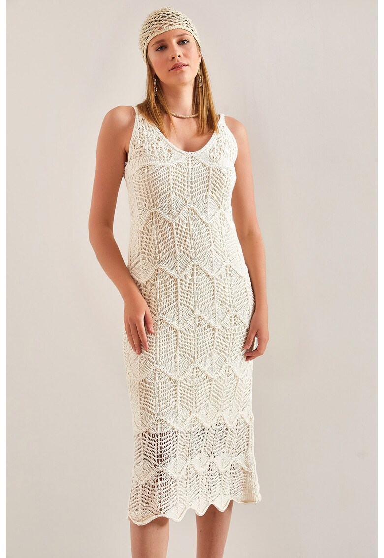 Rochie midi crosetata cu decolteu in V