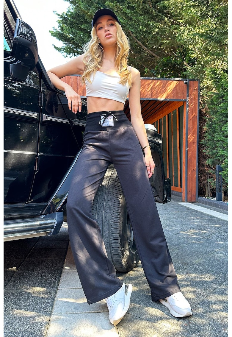Pantaloni de trening evazati cu talie inalta