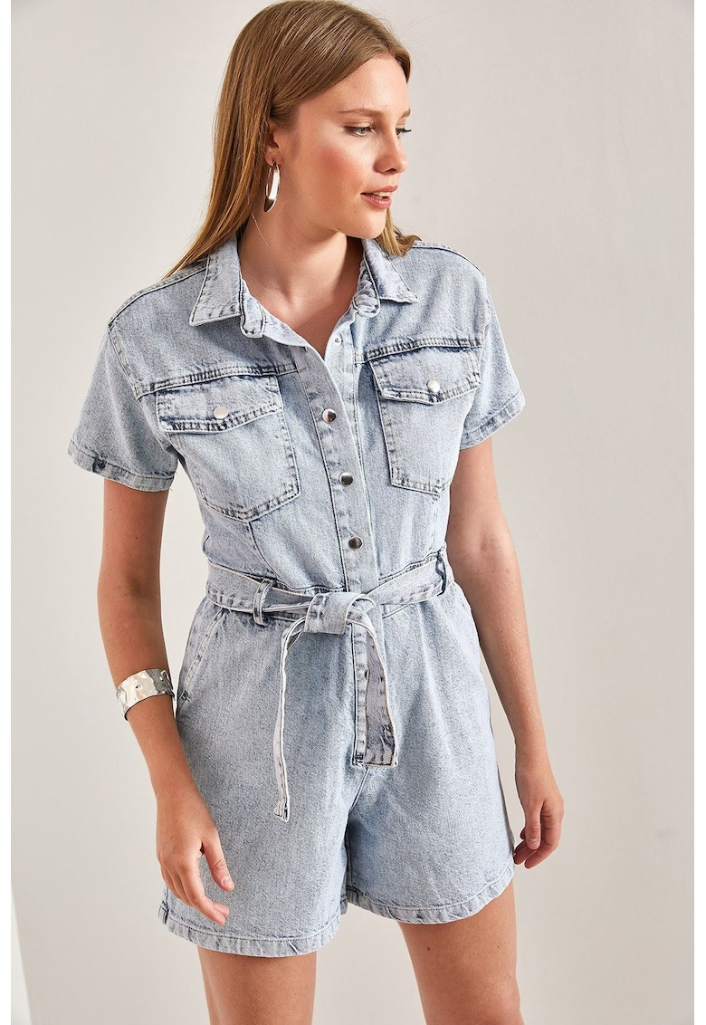 Bermude din denim cu cordon