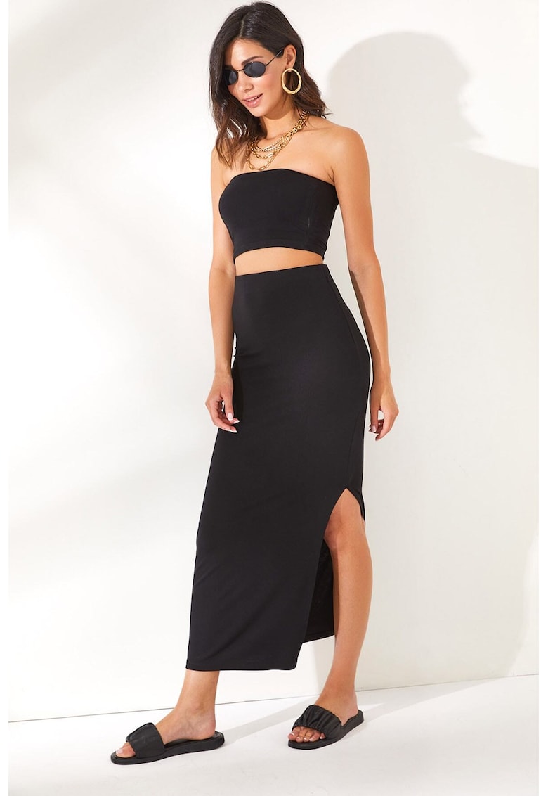 Set de top crop si fusta - 2 piese