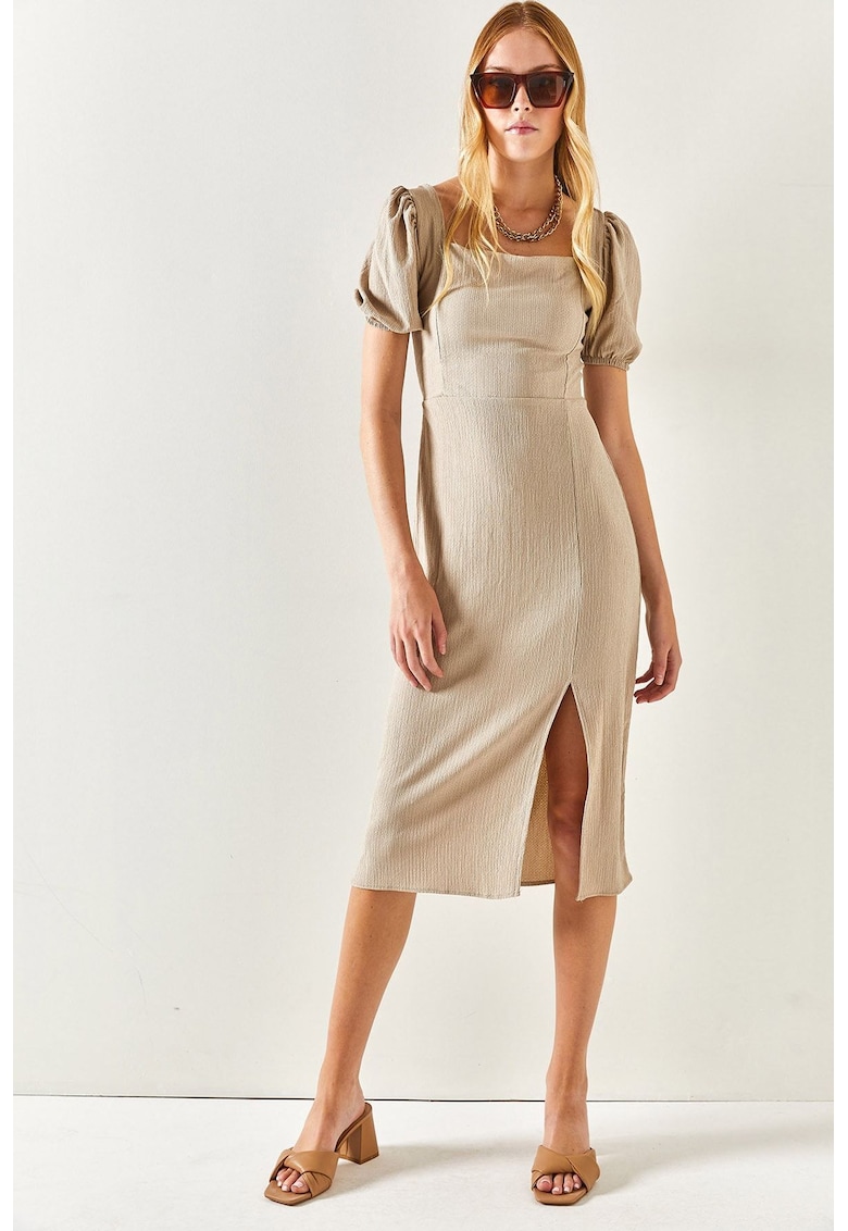 Rochie midi cu maneci bufante