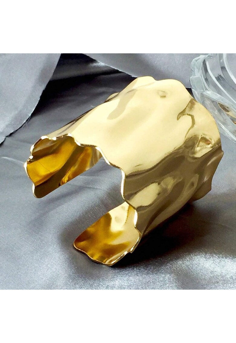 Bratara aurie - ajustabila - lata - textura ondulata - Roe C9