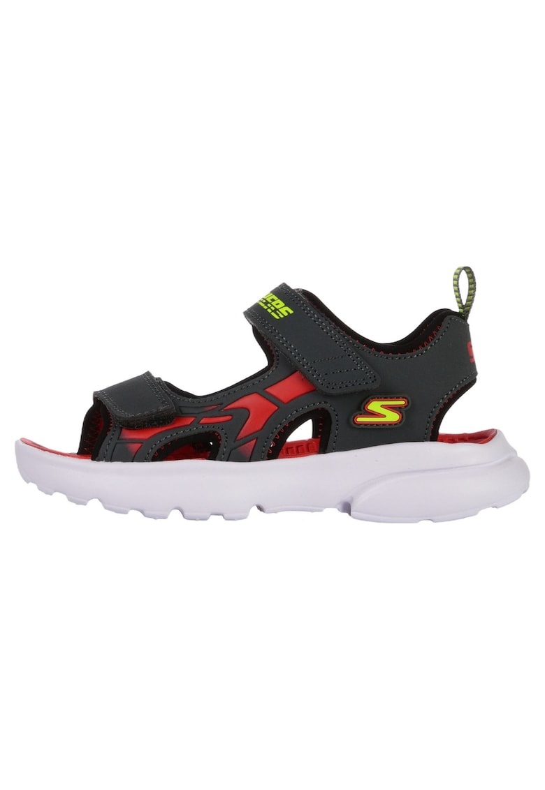 Sandale cu inchidere velcro si detalii logo - Gri