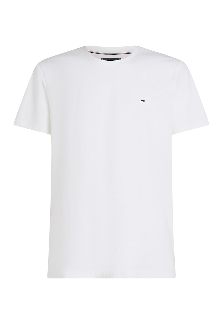 Tricou de bumbac cu decolteu la baza gatului - Alb optic