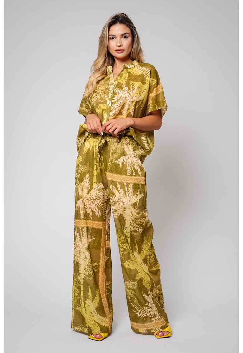 Set de camasa cu imprimeu tropical si pantaloni