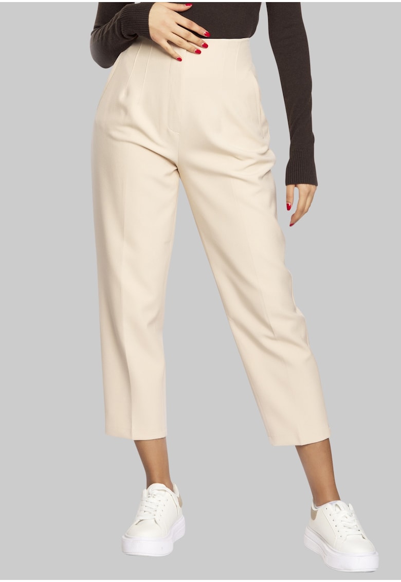 Pantaloni conici crop cu talie inalta 50487