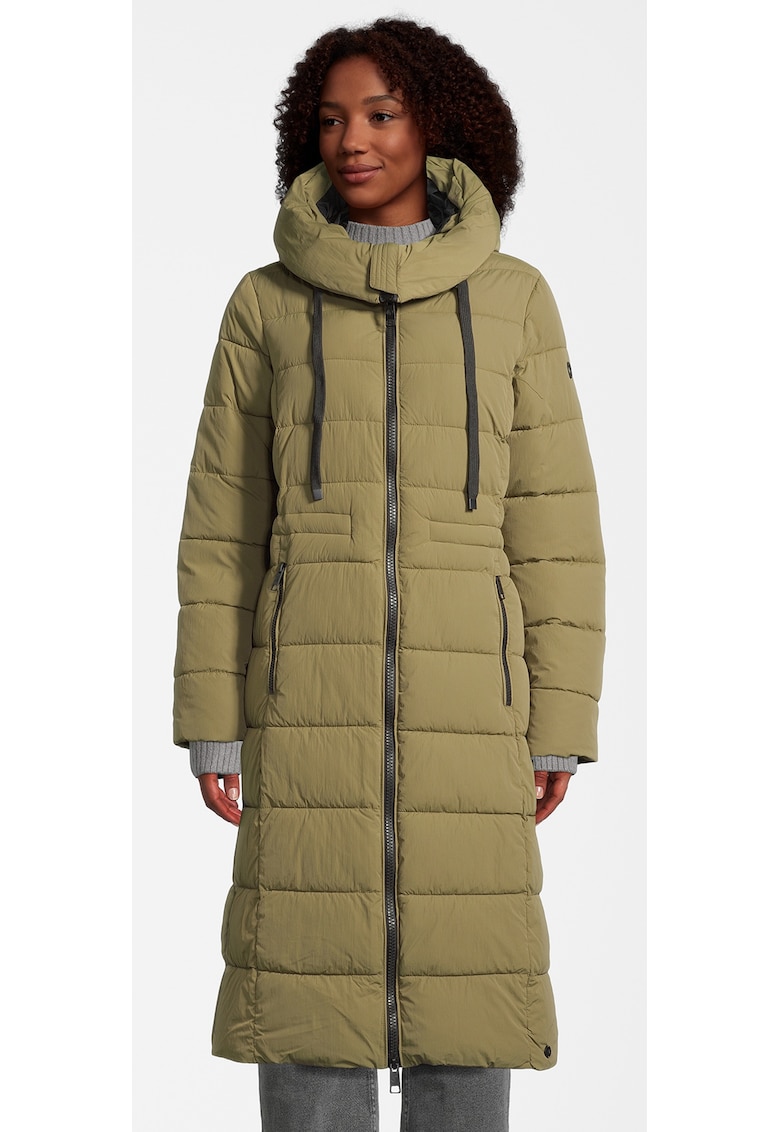 Geaca lunga matlasata cu gluga