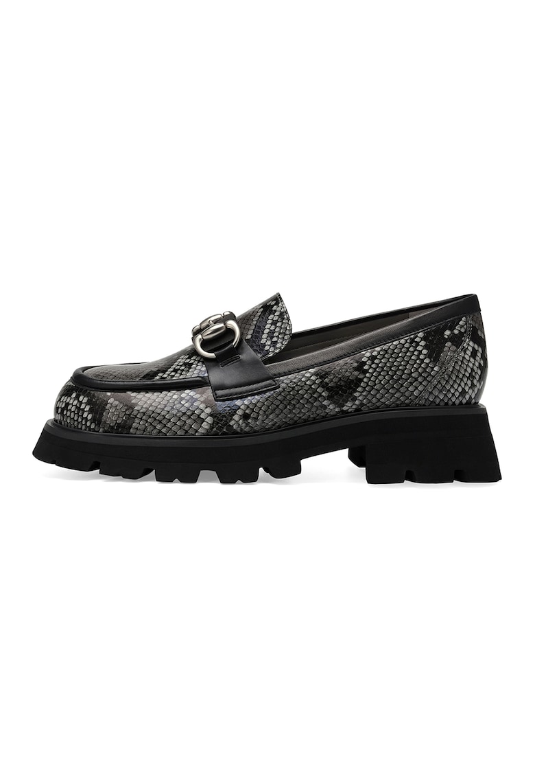 Pantofi loafer de piele cu model piele de reptila