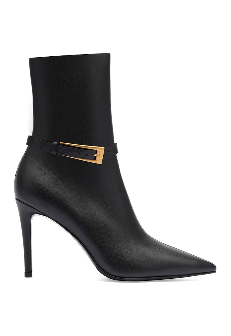 Potamy Premium Botine de piele ecologica cu varf ascutit - Negru