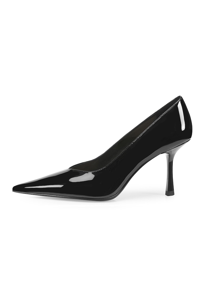 Pantofi stiletto de piele lacuita cu varf ascutit