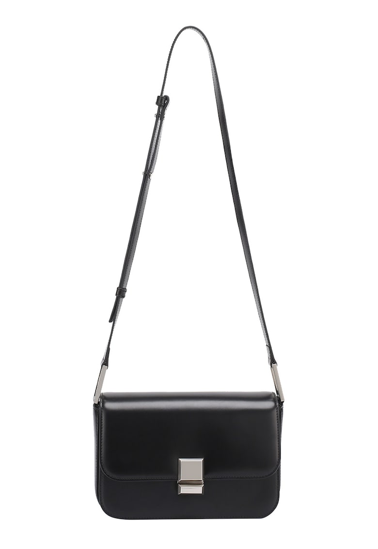 Geanta crossbody de piele cu bareta ajustabila - Negru