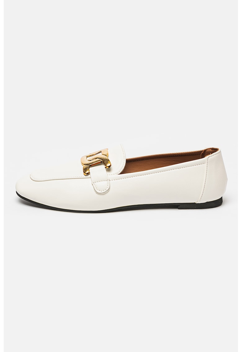 Pantofi loafer cu detaliu metalic - Alb/Crem