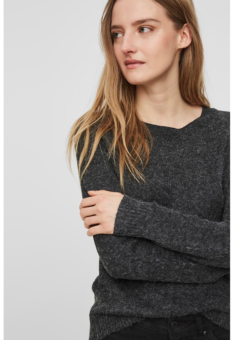 Pulover cu maneci raglan Doffy - Negru melange