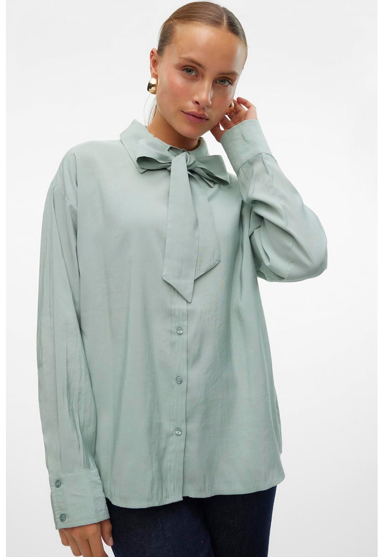 Camasa supradimensionata cu funda din panglici Lexie