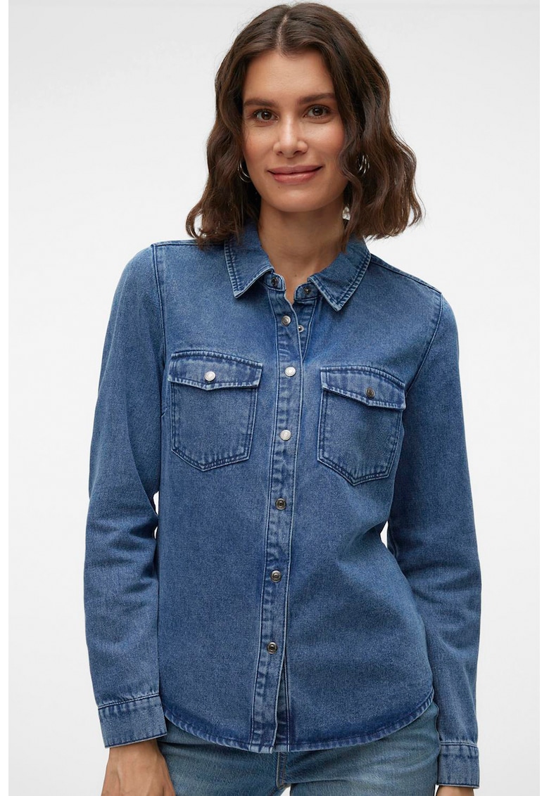 Camasa de denim cu buzunare aplicate Jennie - Albastru deschis