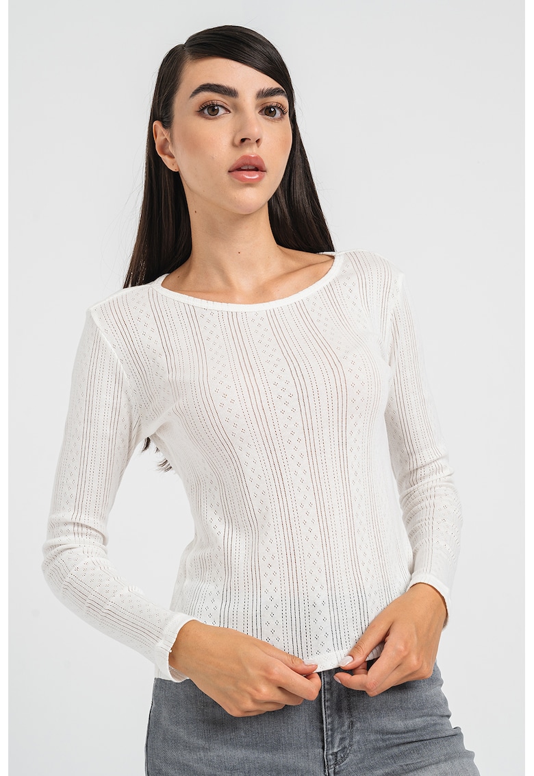 Bluza cu decolteu la baza gatului Lisa - Alb optic