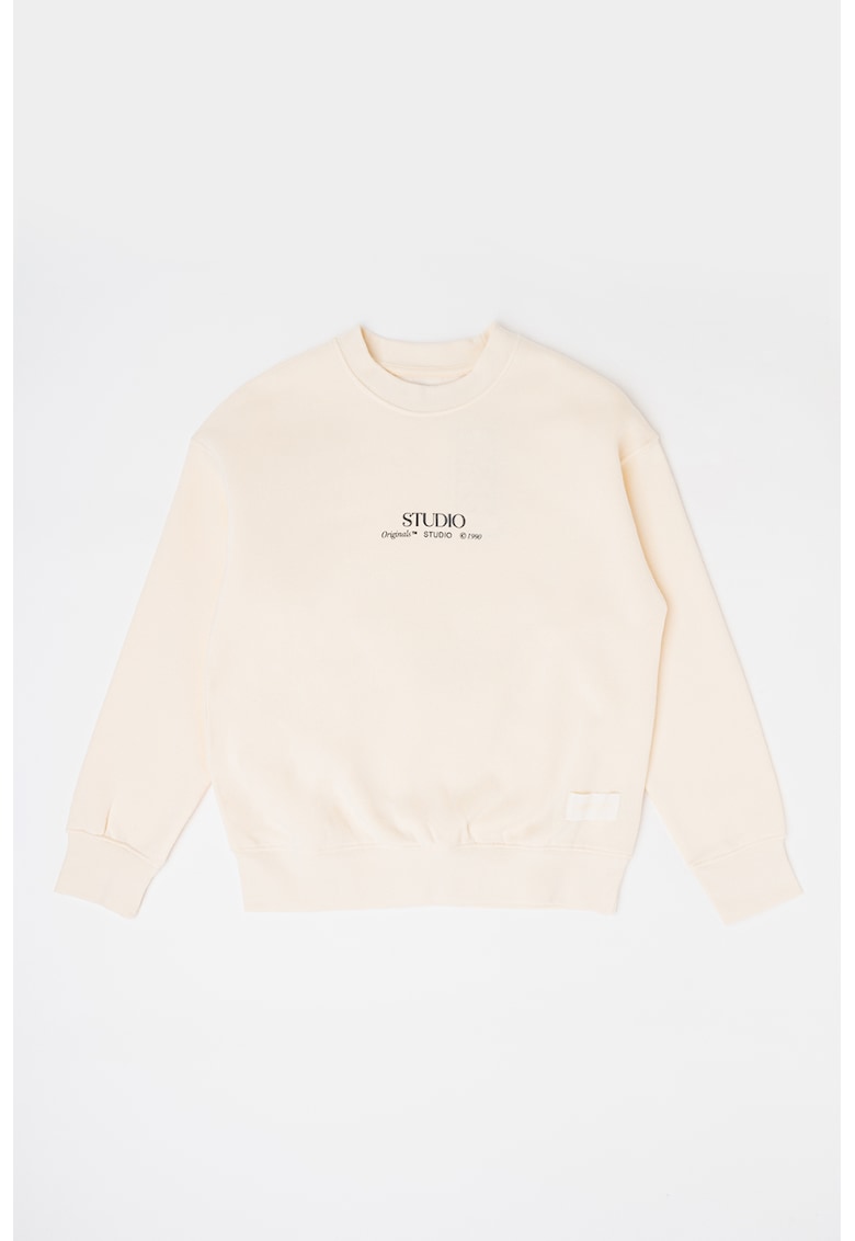 Bluza de trening cu imprimeu si decolteu la baza gatului Brooklyn