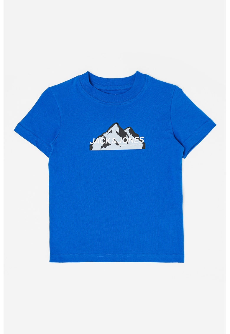 Tricou de bumbac cu decolteu la baza gatului si imprimeu Mountain