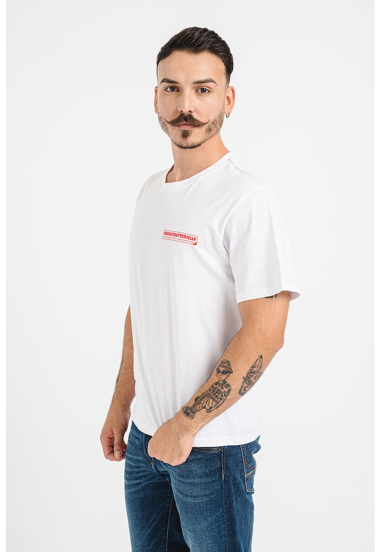 Tricou cu decolteu la baza gatului si imprimeu