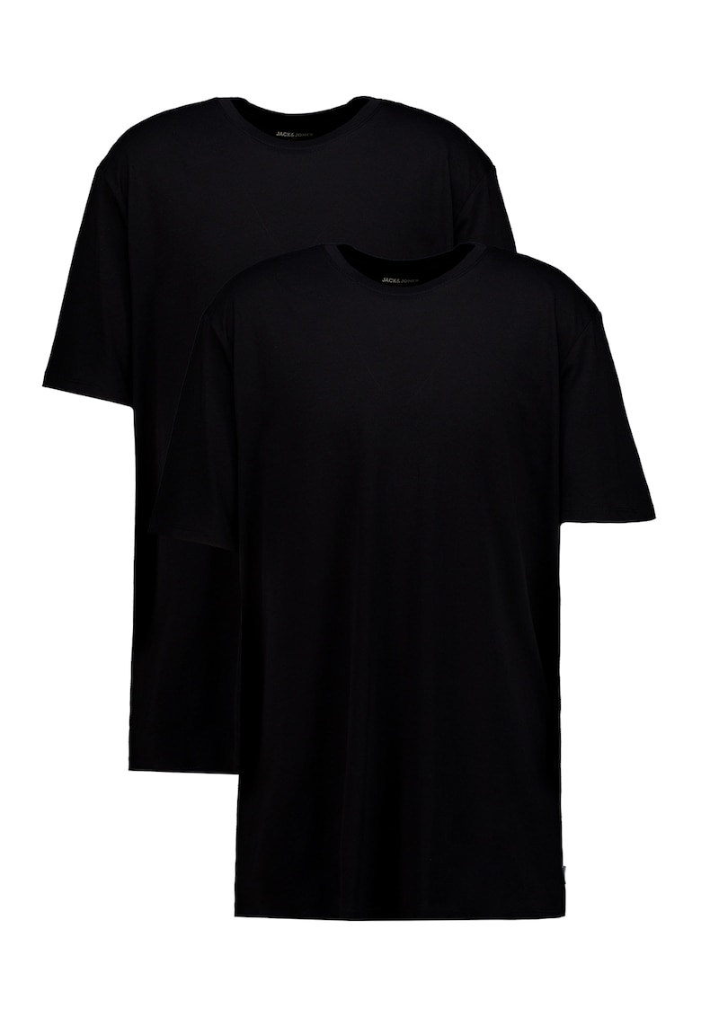 Set de tricouri din bumbac cu model uni - 2 piese - Negru