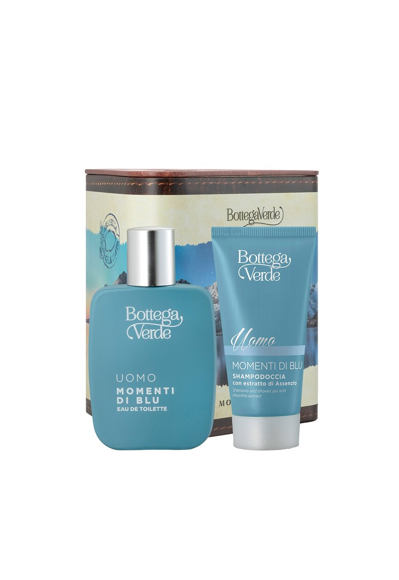Set Produse Barbati - Parfumare Corp cu Extract de Absint - Momenti di Blu - Cu Aroma Racoritoare si Masculina - Revitalizeaza si Ofera Prospetime de Lunga Durata - Ideal pentru Ingrijirea si Parfumarea Zilnica - 2x50 ml