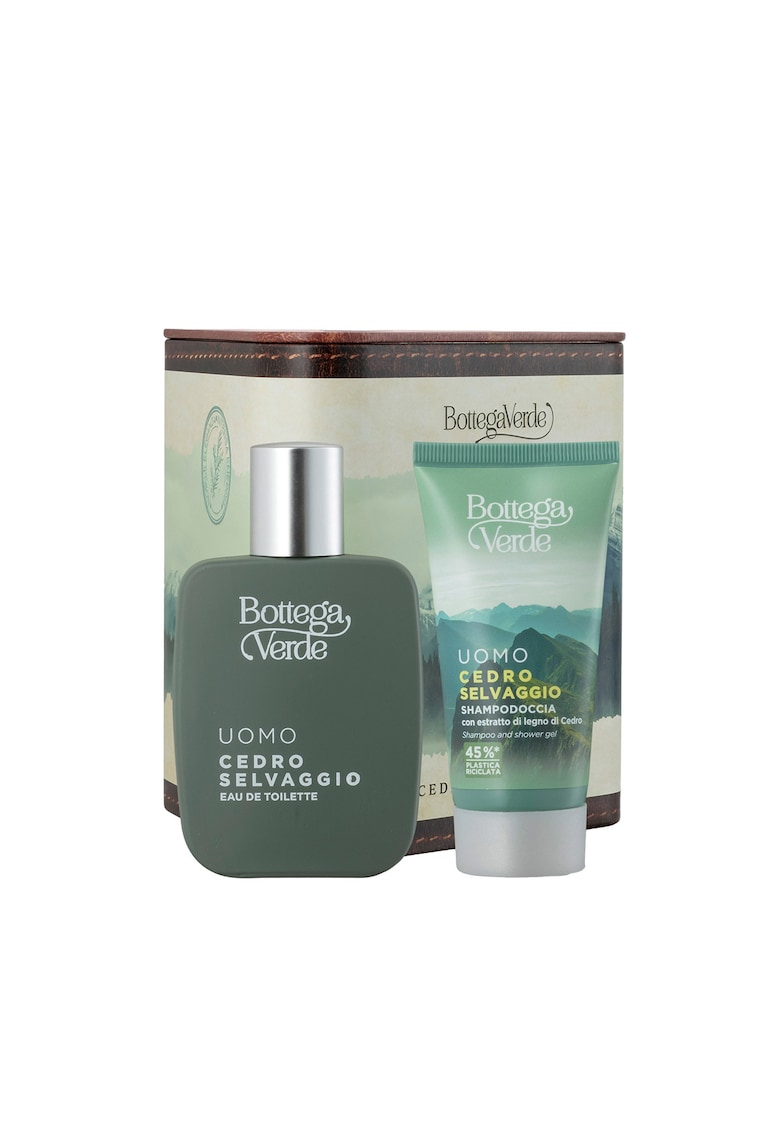 Set Produse Barbati - cu Extract de Cedru - Cedro Selvaggio - Aroma Lemnoasa si Masculina - Hidrateaza si Revitalizeaza Pielea - Parfum Intens si Persistent - Ideal pentru Ingrijirea si Parfumarea Zilnica - 2x50 ml