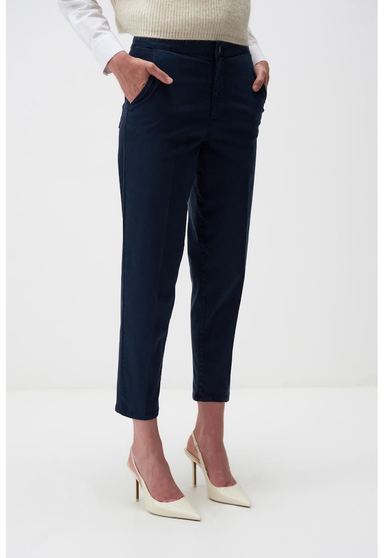 Pantaloni crop din amestec de lyocell