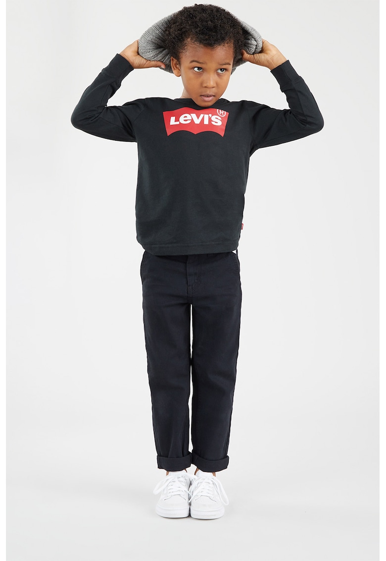 Bluza din bumbac cu imprimeu logo - Negru/Alb optic/Rosu vermillion