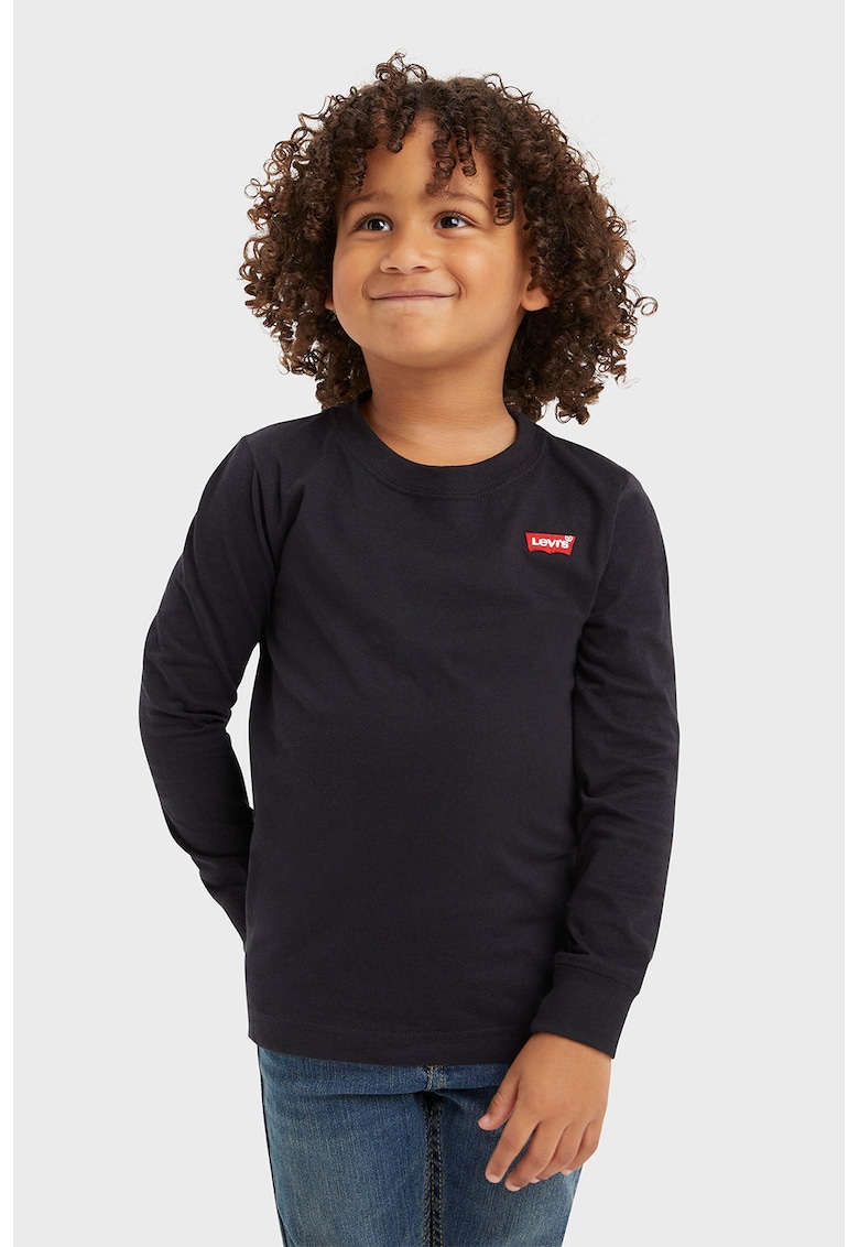 Bluza din amestec de bumbac cu detaliu logo - Negru