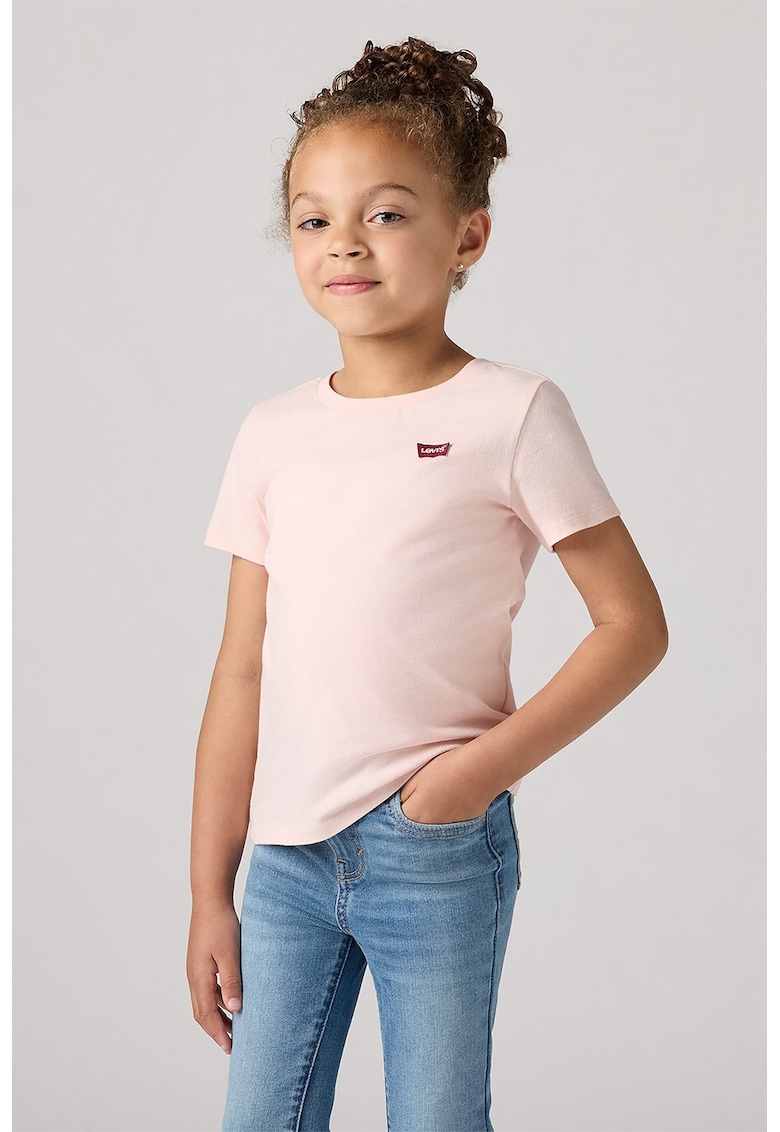 Tricou cu decolteu la baza gatului Batwing Chest Hit - Roz prafuit