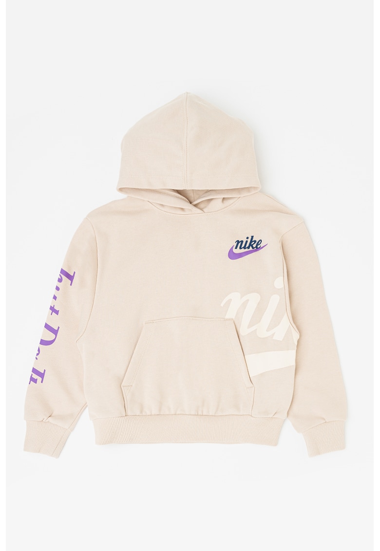 Hanorac cu logo si buzunar kangaroo - Bej