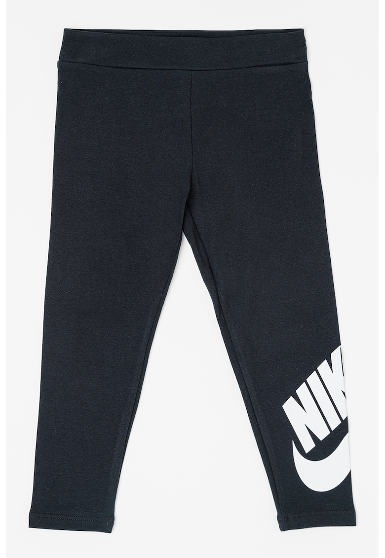 Colanti din amestec de bumbac cu logo - Negru