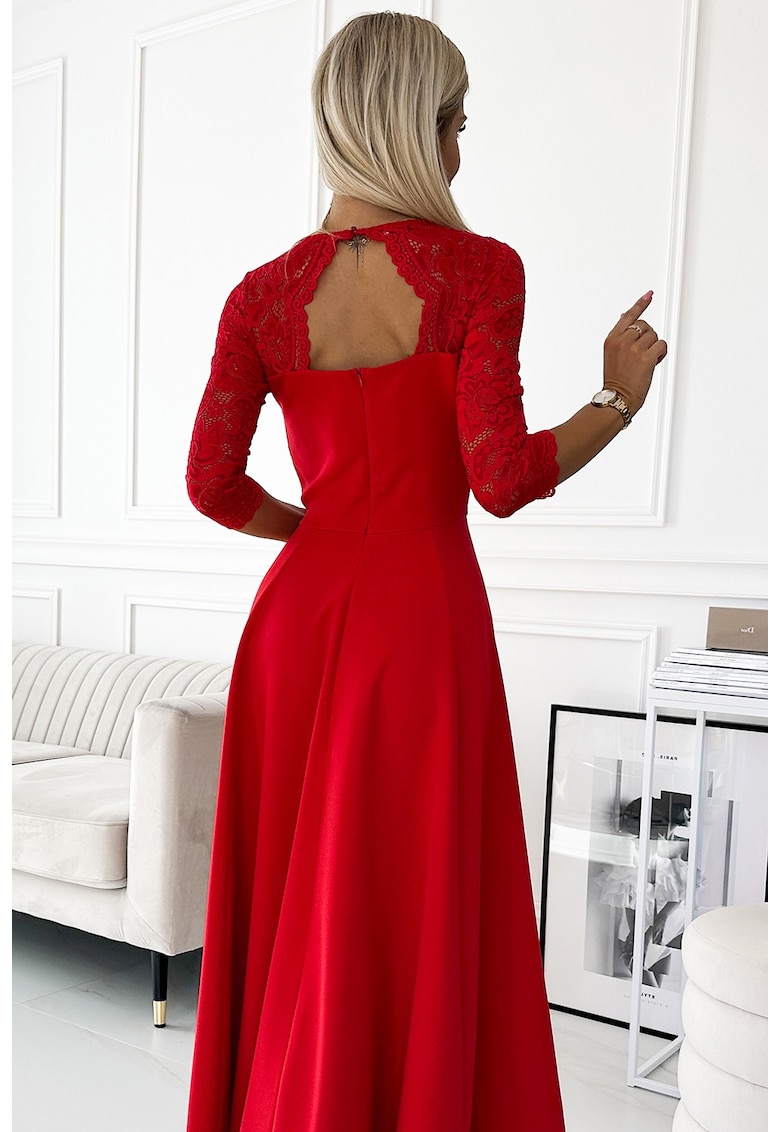 Rochie eleganta dama - Amber - rosu-inchis -