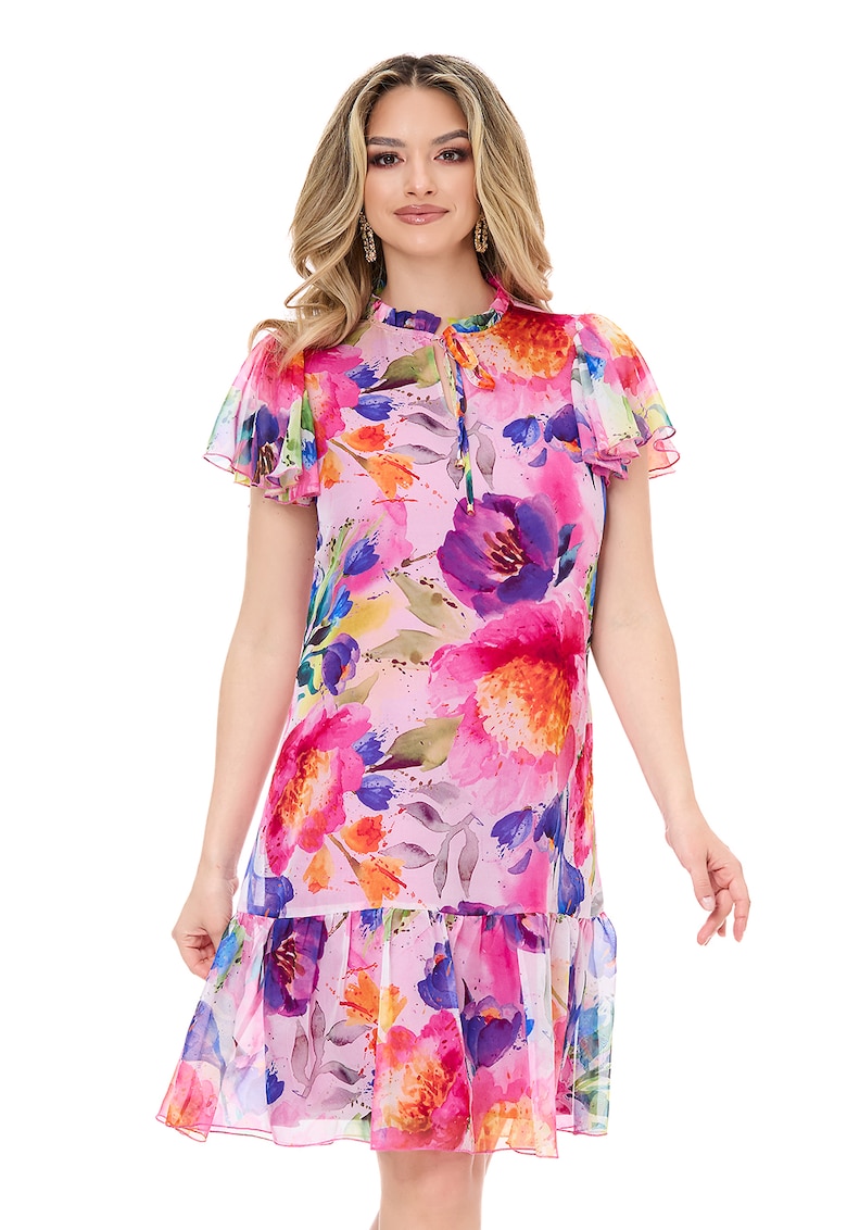 Rochie mini cu terminatie cu volane - Multicolor