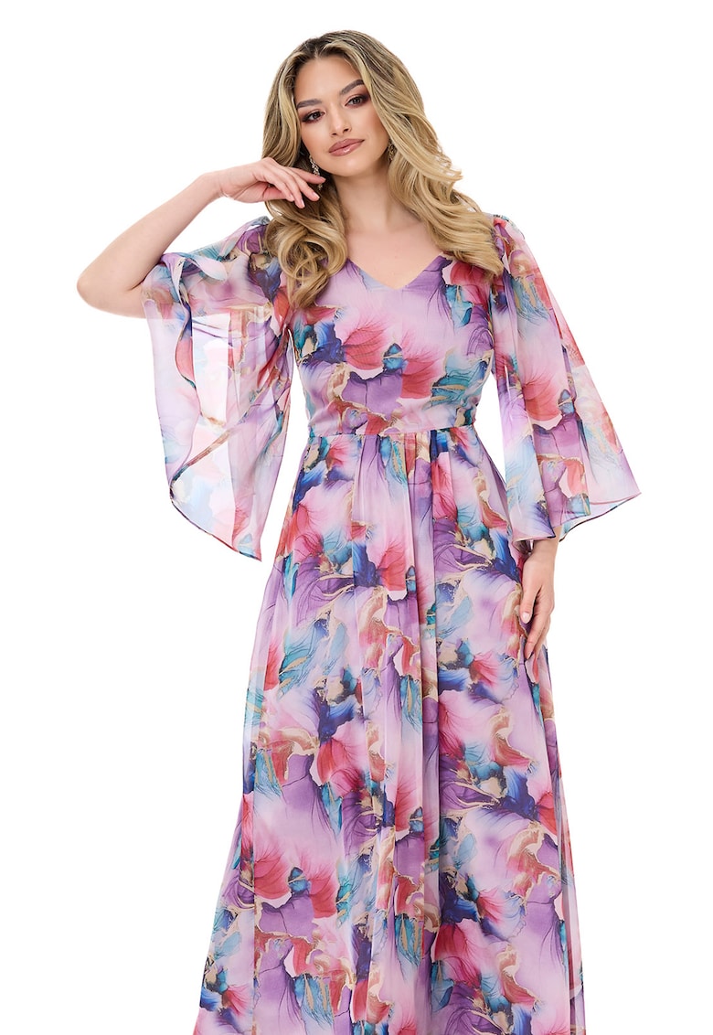 Rochie din sifon cu maneci evazate Monasque