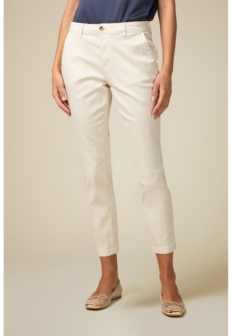 Pantaloni crop cu talie medie