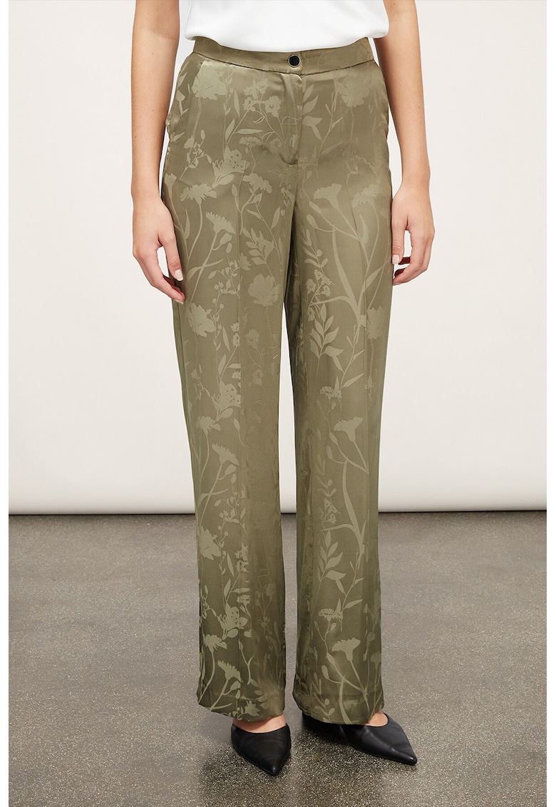 Pantaloni drepti cu model - Verde feriga