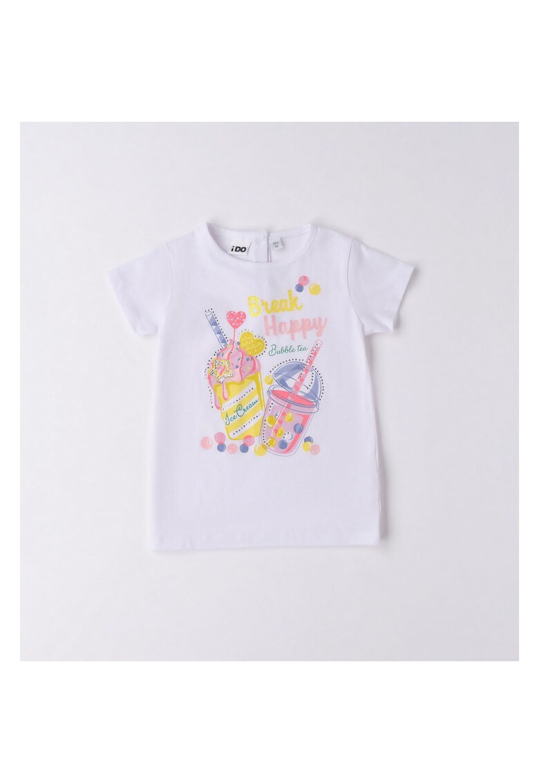 Tricou cu imprimeu pentru fete - 4.6748 - Multicolor - Alb/Verde/Galben/Roz/Multicolor/Albastru