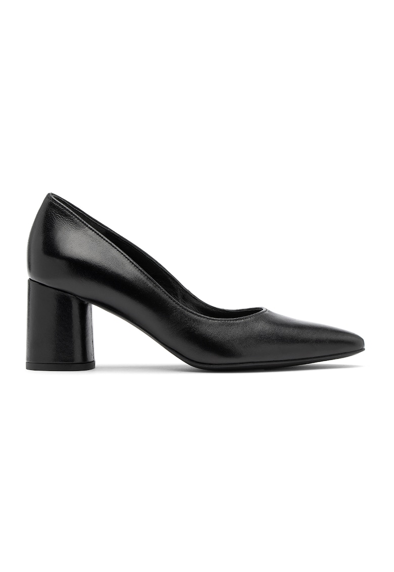 Pantofi de piele cu toc masiv - Negru